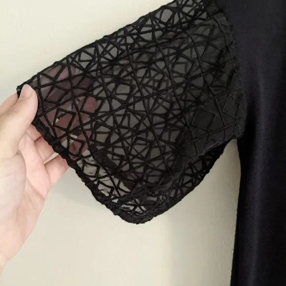 Dolan Black Shirt with Mesh Sleeves Size XS - Picture 3 of 8